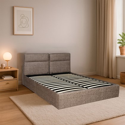 Upholstery Bed with Gaslift 160 x 200 cm - Brown