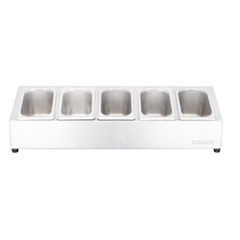 Topping station with  5 compartments stainless steel