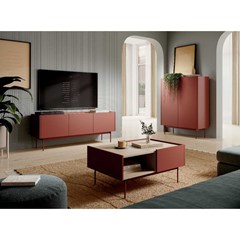 Coffee Table – Ceramic Red & Linea Oak