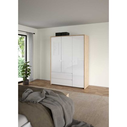 Next Wardrobe 3 Doors 2 Drawers - Jackson Hickory & White