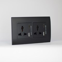 2 Gang 13Amp Socket USB-C Black Matte Series