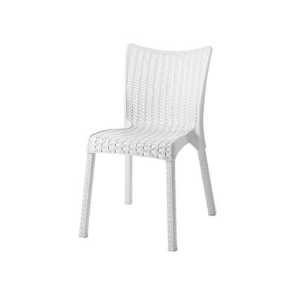 Rattan Chair with Plastic Legs White