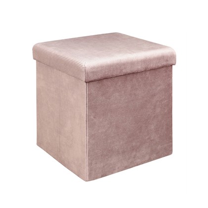 Pink Velvet Storage Box-Pouf