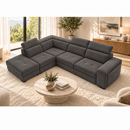3 Seater Corner Sofa with Pull-Out Footrest  (Right)
