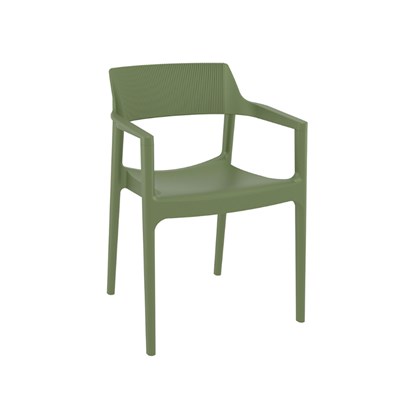 Modern Stackable Plastic Armchair – Olive Green