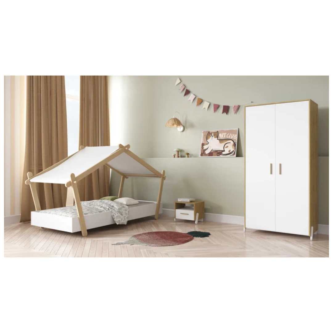 Brown & White Bedside Table - OK Home