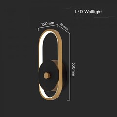 15W LED Outdoor Wall Light – Black & Antique Brass