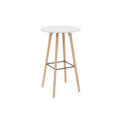 Bar Table White with Beech Wood Legs