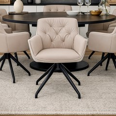 Swivel Dining Chair – Light Beige & Light Grey