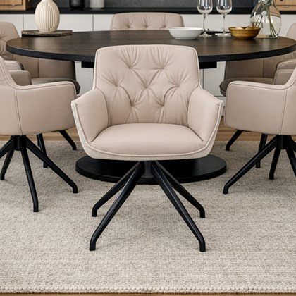 Swivel Dining Chair – Light Beige & Light Grey