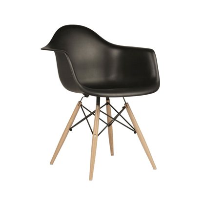 Arm Chair Wooden Leg With Metal Frame in Black