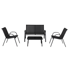 Garden Sofa Set of 4 – Aluminium Black