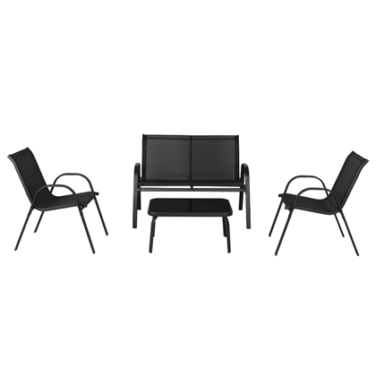 Garden Sofa Set of 4 – Aluminium Black