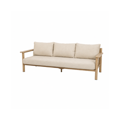 Set 4 Aluminum Sofa 3 Seater Sofa – Beige / Wood Finish.