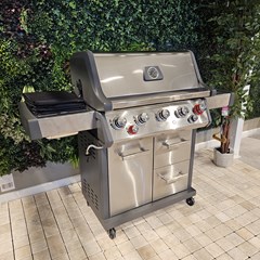 4 Burner Gas Grill SS Silver & Gray