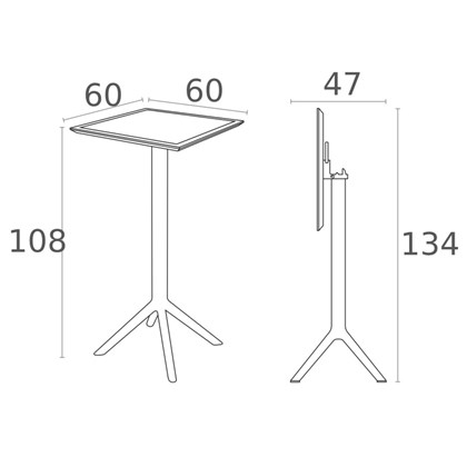 Table Folding Bar High  60x60cm - Dark Grey