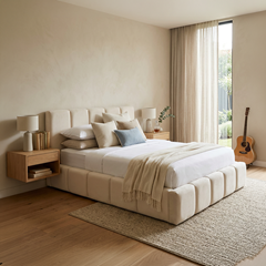 Upholstery Bed with Gas Lift 160x200 – Beige