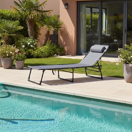 Beach Bed  Foldable Steel  with Pillow