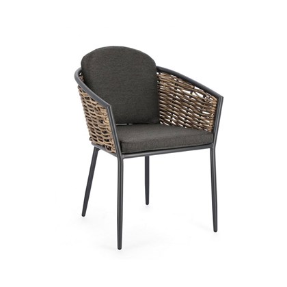 Garden Chair with Aluminum Frame and Legs - Dark Grey