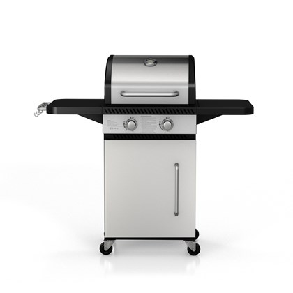 2 Burners Gas Grill Brushed Steel Finish
