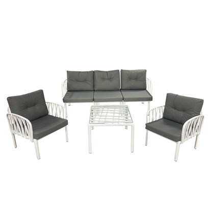 Luna Sofa Set White 3 Seater
