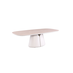 Aluminium Ceramic Boat Shape Table with Tulip Shape Base
