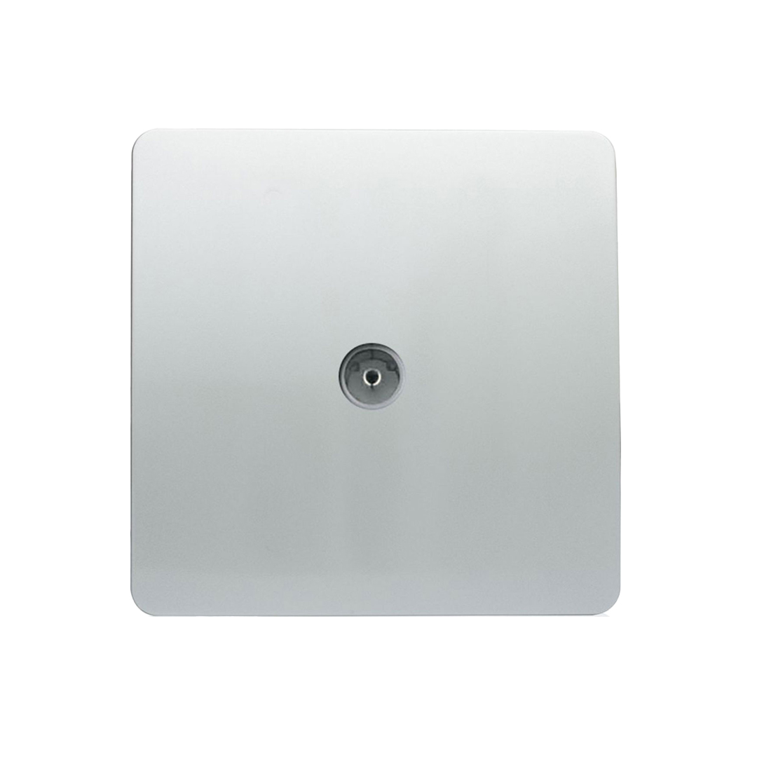 Trendi 1 Gang Modern Glossy Screwless Television Coaxial Socket Silver
