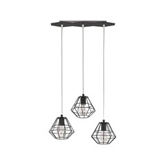 Pendant Lamp Diamond 3 Panels E27 15W Black