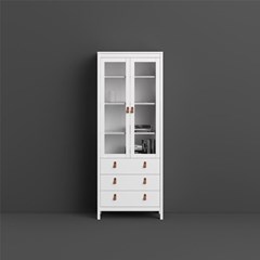 Madrid China Cabinet 2 Doors with Glass & 3 Drawers White