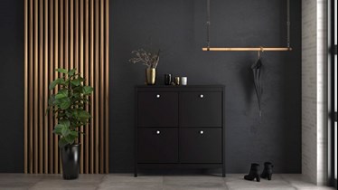 Madrid Shoe Cabinet 4 Doors - Matt Black