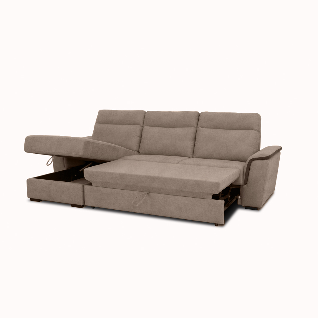 2-Seater Sofa Bed with CHL Left - Stone (BET 003)