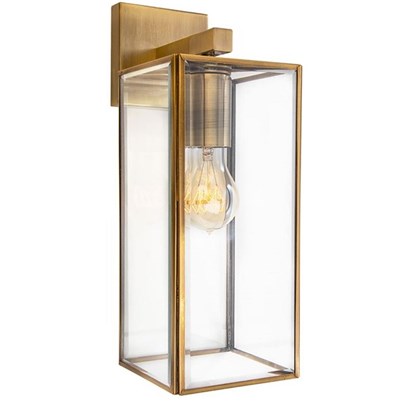 Antique Metal Brass with  Clear Glass Wall Lamp