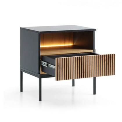 Bedside Table Wotan – Oak & Black