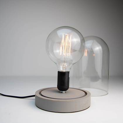 Glass Dome Wood E27 Industrial Table Lamp