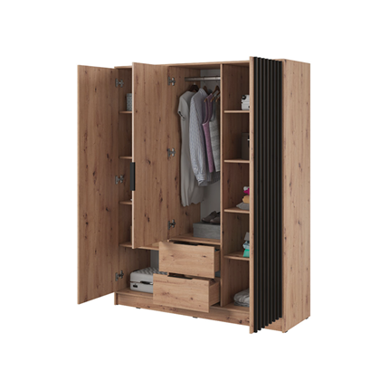 Wardrobe 3 Doors 2 Drawers with Mirror – Artis Oak
