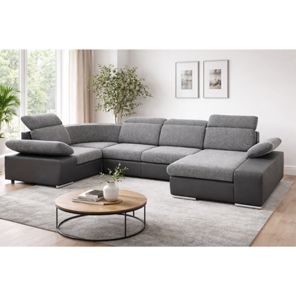 2-Str Sofa II with Adjustable Armrest & Headrest – Dark Grey