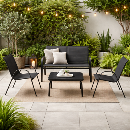 Garden Sofa Set of 4 – Aluminium Black
