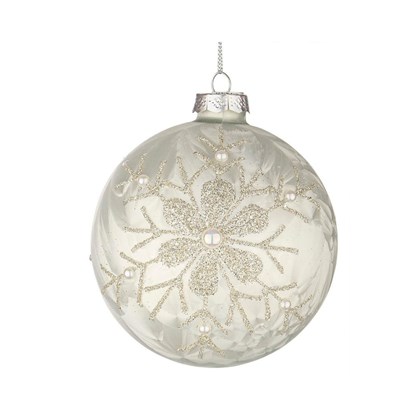 Camilla White Christmas Ball 10cm