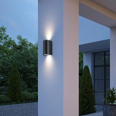 Black Plastic Wall Light - Up & Down - GU10 7W