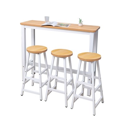Bar Table Set with 3Chairs - Oak & White