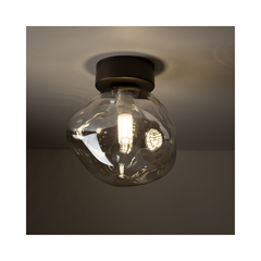 Sculptural Glass and Metal Ceiling Lamp 1L G9