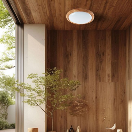 Designer Dome Light with Remote – Dimmable Wood Grain Cyclone Cover