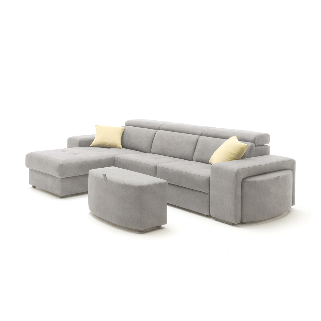 2-Seater Sofa Bed with CHL Left - Silver (BRI 018)