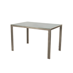 Dining Table – Tempered Glass & Beige Metal