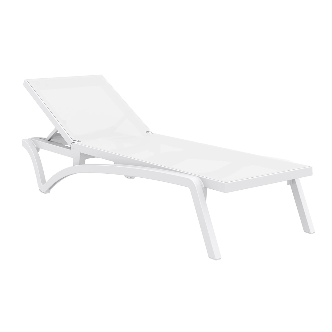 White 5-Position Reclining Sun Lounger