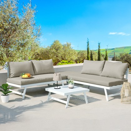 Outdoor Corner Sofa Set - White