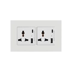 2 Gang 13Amp Socket USB-C White Temp Glass