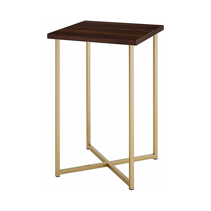 Square Side Table - Dark Walnut Top Gold Legs