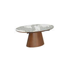 Extendable Dining Table 160-200 x 90 x 76 cm Ceramic Top - Walnut Colour