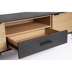 Cabinet Tv Hold Allycia Black-Nat. 2 doors-1 drawer